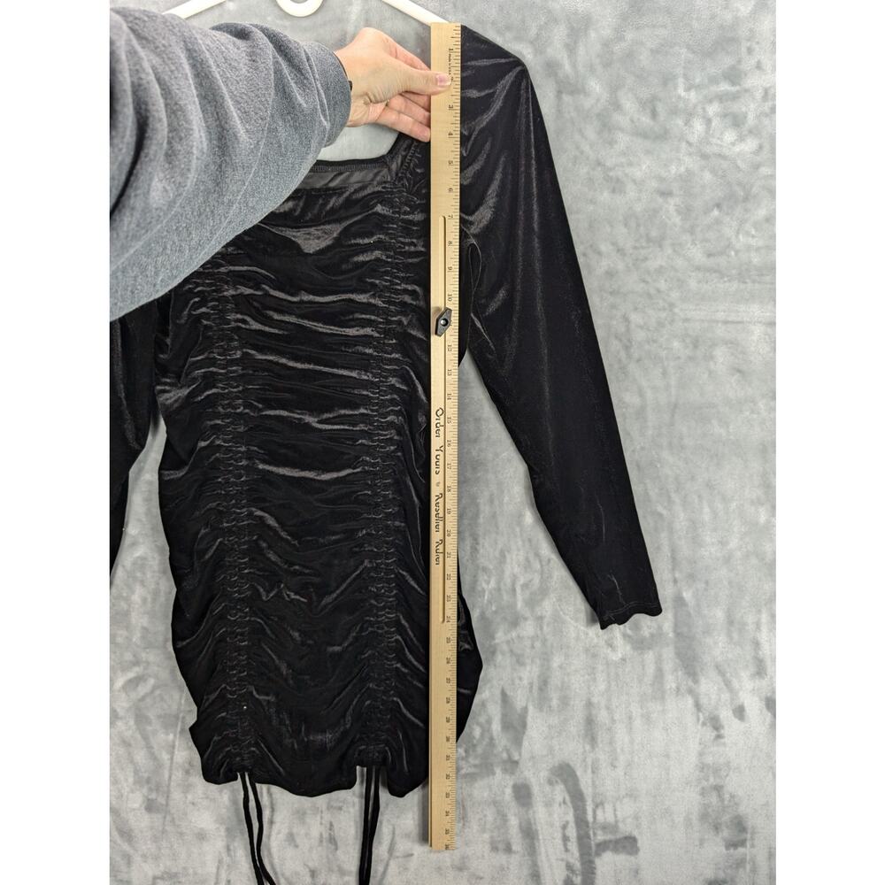 Wild Fable Velvet Mini Dress Womens Extra Large Black Ruched Coquette Goth Witch View 6